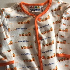 3/6 Mos Infant Baby Onesie Long Sleeve Happy Halloween W/Pumpkins, Snaps